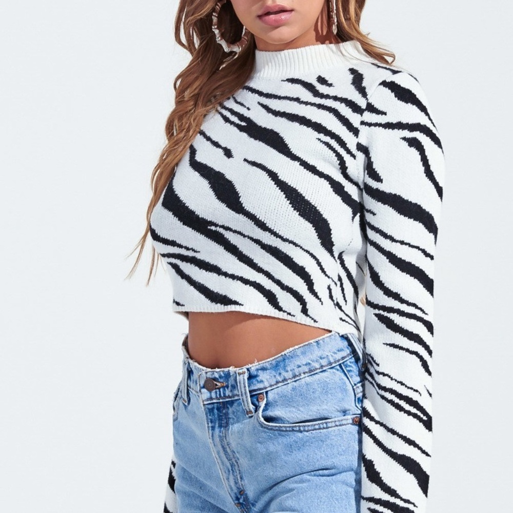 Zebra Feva Crop Knit Sweater